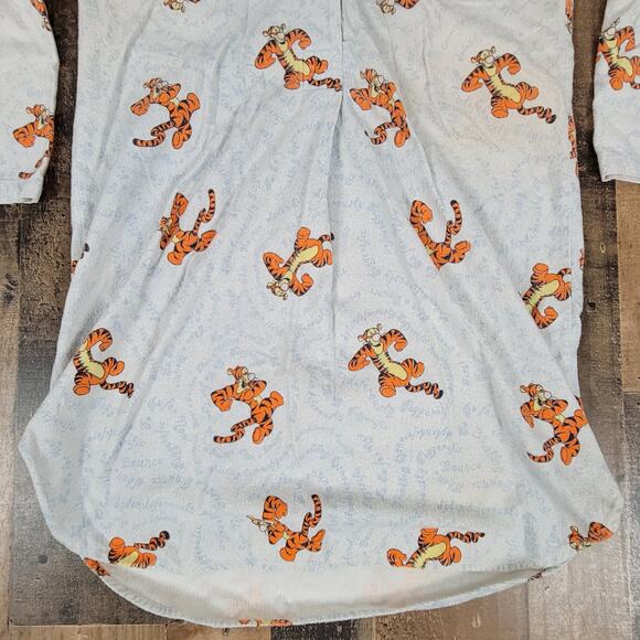 Tigger Vintage 90s Sleepwear Night Gown Womens XS Disney Winnie The Pooh Blue - Picture 3 of 14